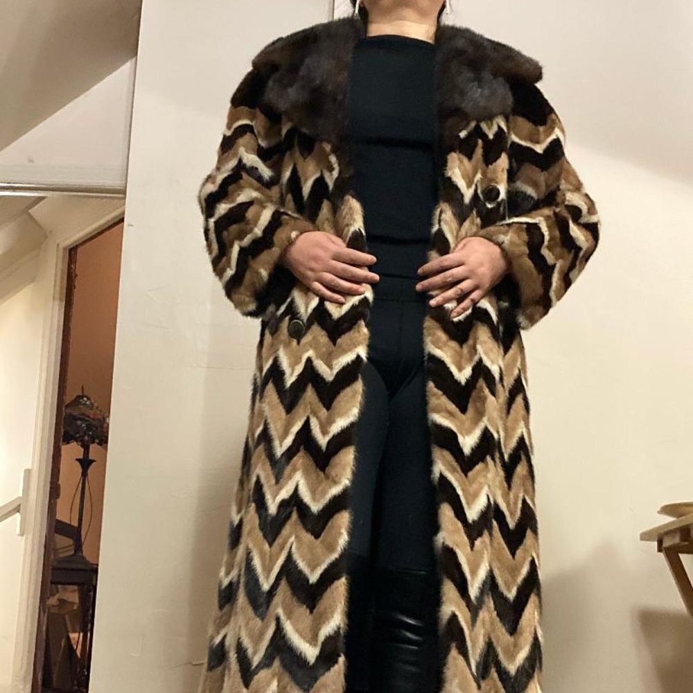 Real Mink Custom Made Mix Color full Length Coat